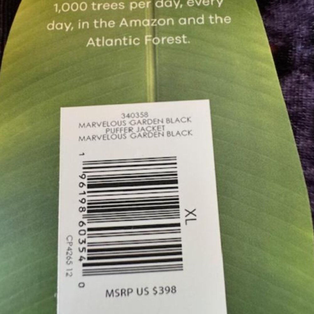 FARM Rio Black Marvelous Garden Puffer Jacket Exotic Tropical Leopard Print - Picture 16 of 16